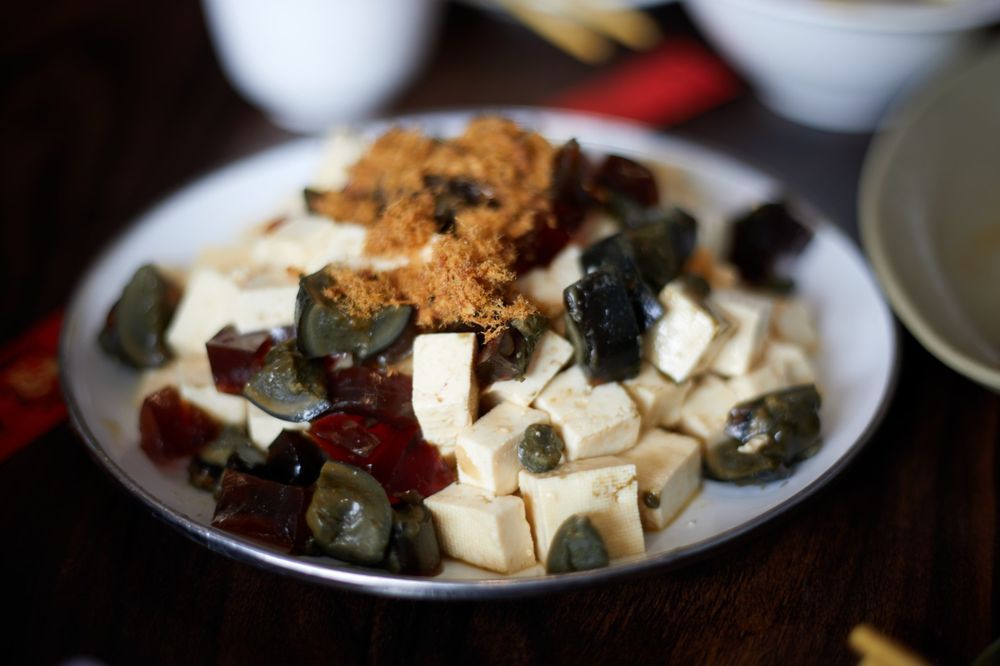 Cold Tofu with Century Egg and Pork Floss